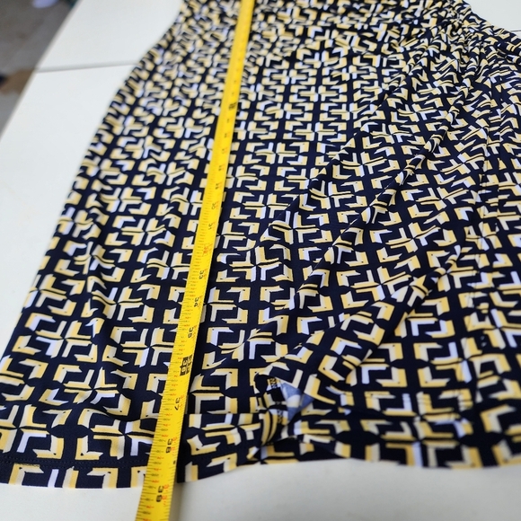 Ralph Lauren Women Dress Stretch Navy Yellow White Cap Sleeve Pleated Sheath 10 - Picture 12 of 15